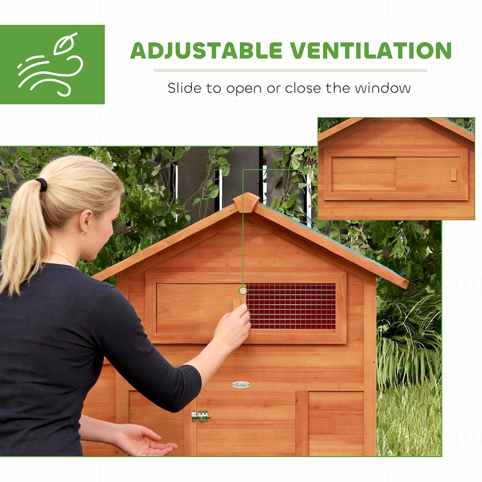 image 1 of PawHut Chicken Coop, Wooden Hen House with Nesting Box, Pull-Out Tray | Orange | 113.5 L cm x 67.5 W cm x 95.5 H cm