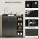 image 5 of HOMCOM Shoe Storage Cabinet Footwear Rack Stand w/Adjustable Shelves Black | Black | 83L x 30W x 90H cm | 1