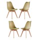 image 4 of 5PCs Dining Set - a White Round Dining Table & Set of 4 White Lorenzo Tulip chairs with Padded Seat | Green