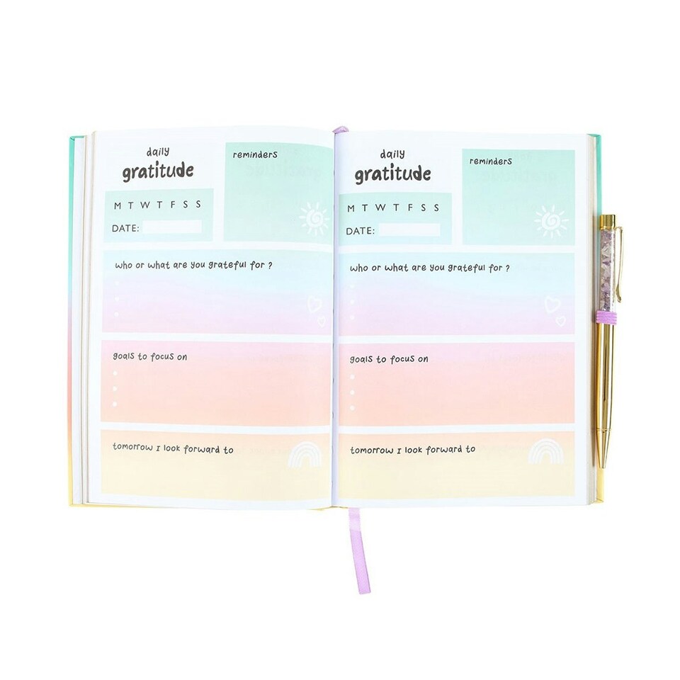 image 1 of Something Different Gratitude Amethyst Diary And Pen - Multicoloured - One Size