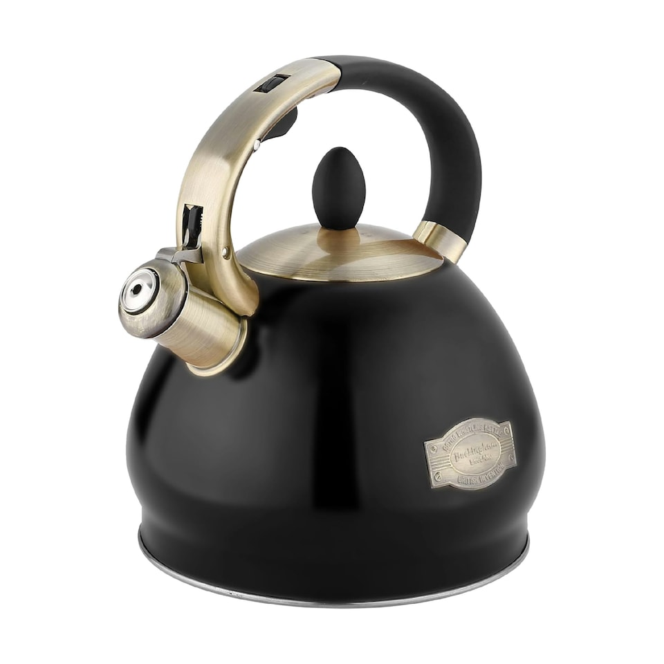 image 1 of Buckingham Stainless Steel Retro Whistling Kettle 3.4 Litre Black