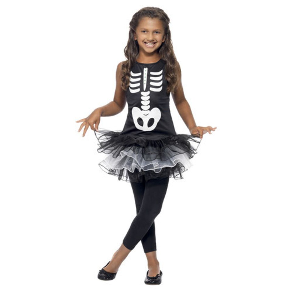 image 1 of Skeleton Tutu Girls Fancy Dress Costume Kids Small - Age 4-6