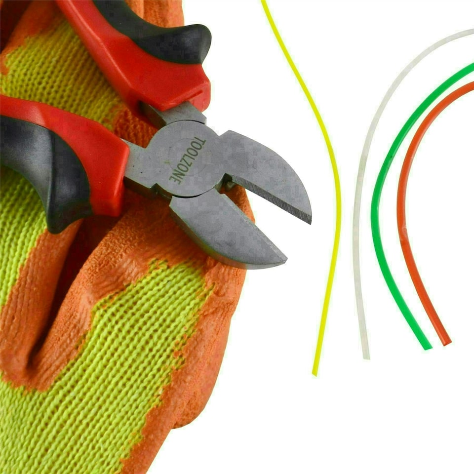 image 1 of Strimmer Line Nylon Cord Trim Line Wire & 6" Cutting Pliers & Protective Gloves