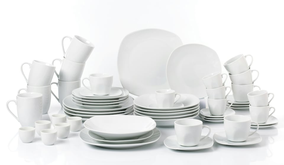 image 1 of 54pc White Square Athena Dinner Set
