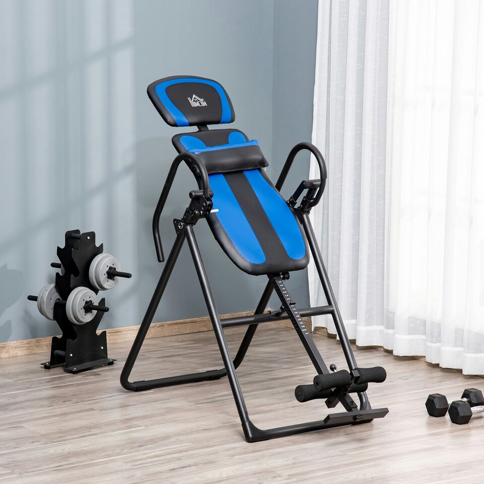 image 1 of HOMCOM Foldable Gravity Inversion Table, Fitness Bench w/ Soft Ankle Cushions