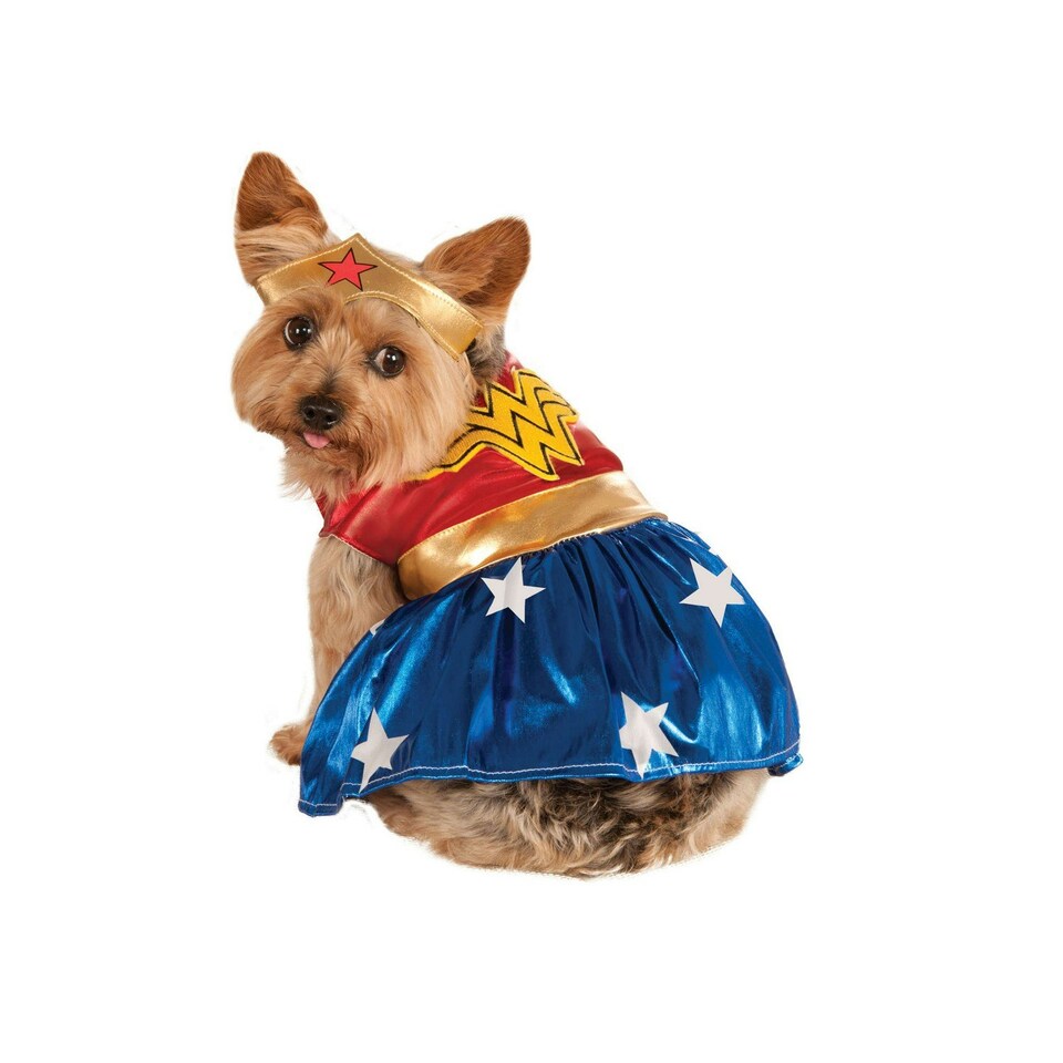 Wonder Woman Dog Costume - Red/Blue/Gold - L-51cm-56cm