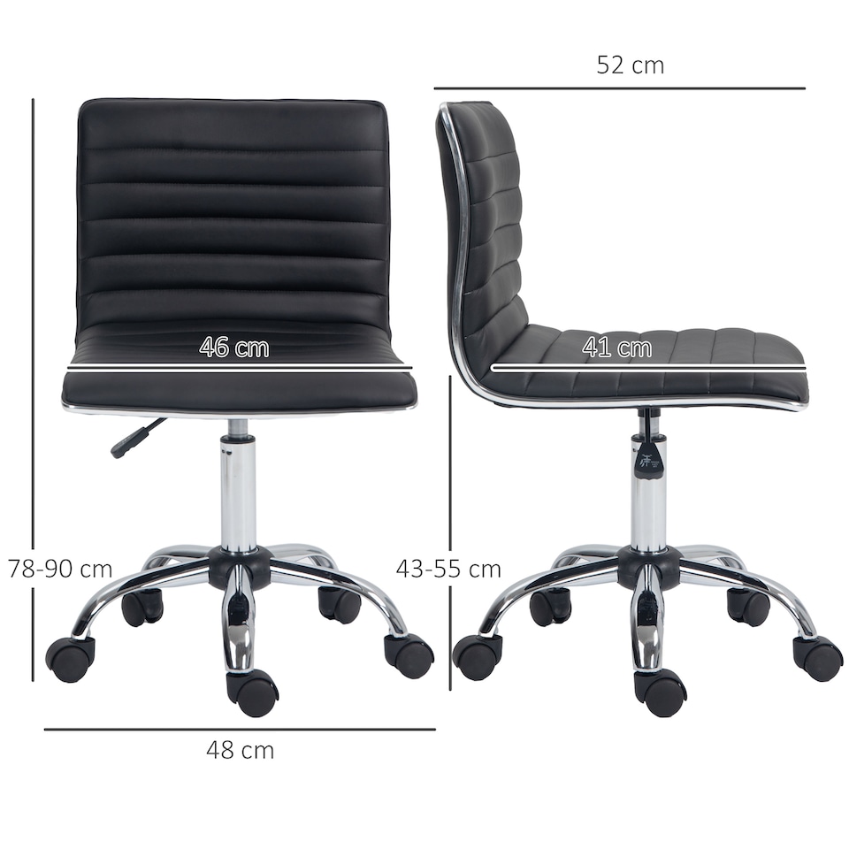 image 1 of HOMCOM Armless Mid-Back Adjustable Office Chair with 360 Swivel Black