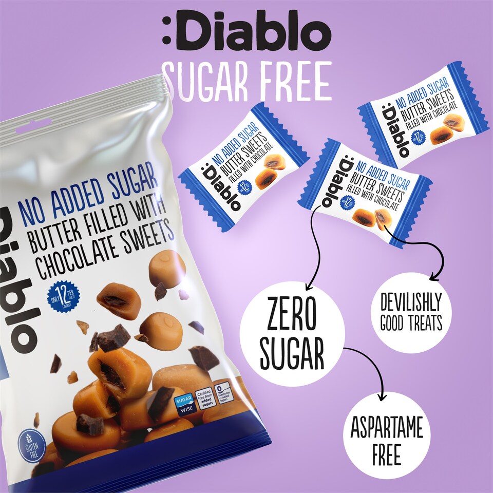 image 1 of Diablo No Added Sugar Chocolate Filled Butter Sweets 75g