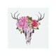 image 1 of Deer Animal Skull With Flowers And Feathers Splash Back | White