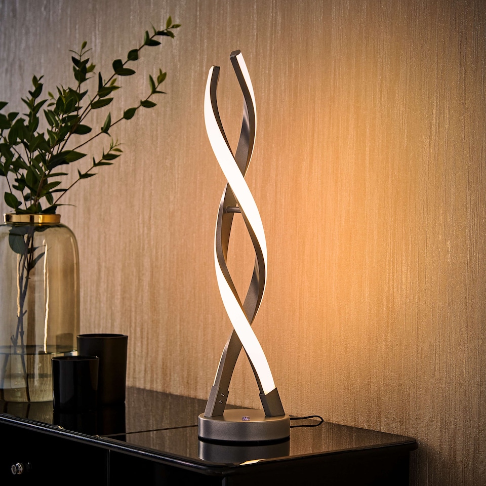 image 1 of ValueLights Infinity Double Twist Integrated LED Table Lamp | Silver