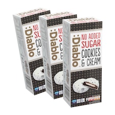 Diablo No Added Sugar Cookies and Cream White Chocolate 128g 3 Pack