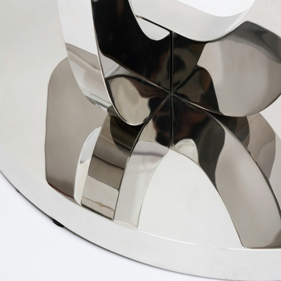 image 1 of Naples Semi Circle Glass Console Table Silver | Clear