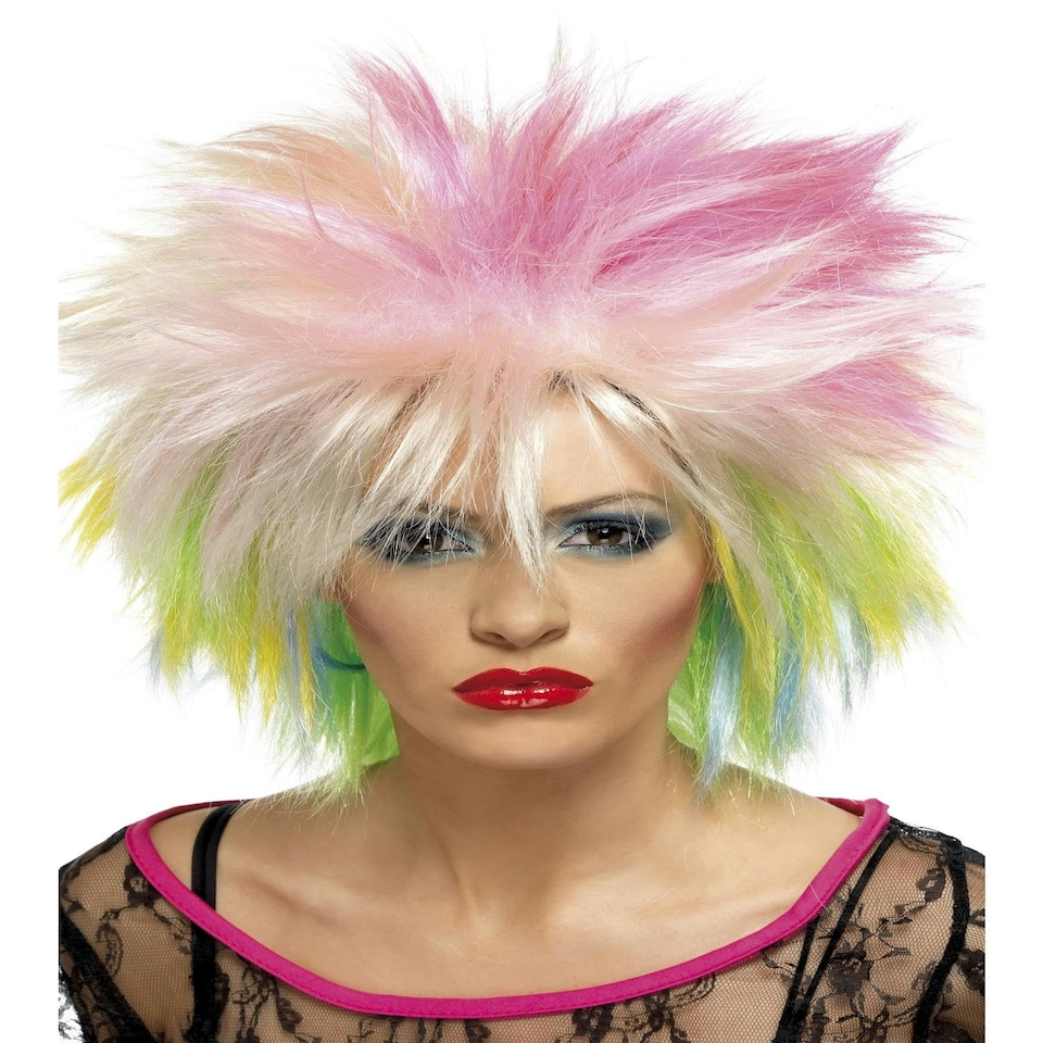80s Attitude Wig, Multi-Coloured - FEMALE - ADULT - N/A
