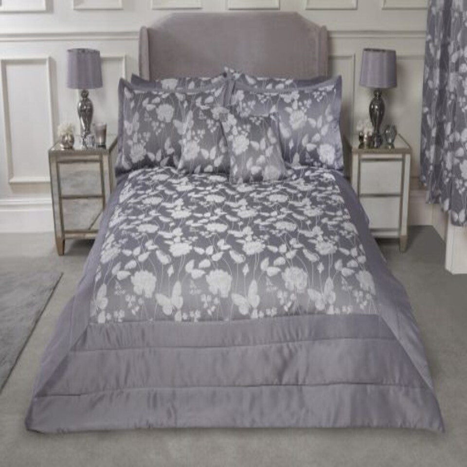 image 1 of Meadows Bedspread Silver Grey | Grey