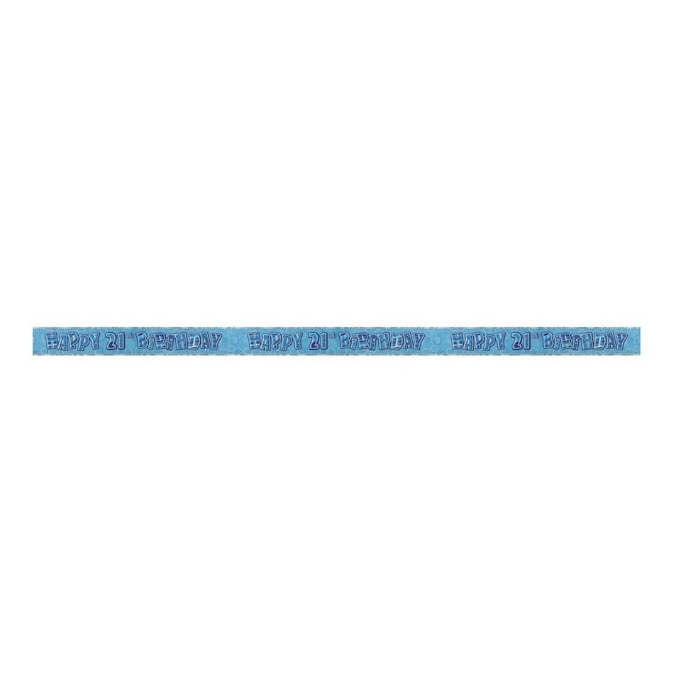 image 1 of Unique Party Foil Glitz 21st Birthday Banner - Blue - One Size