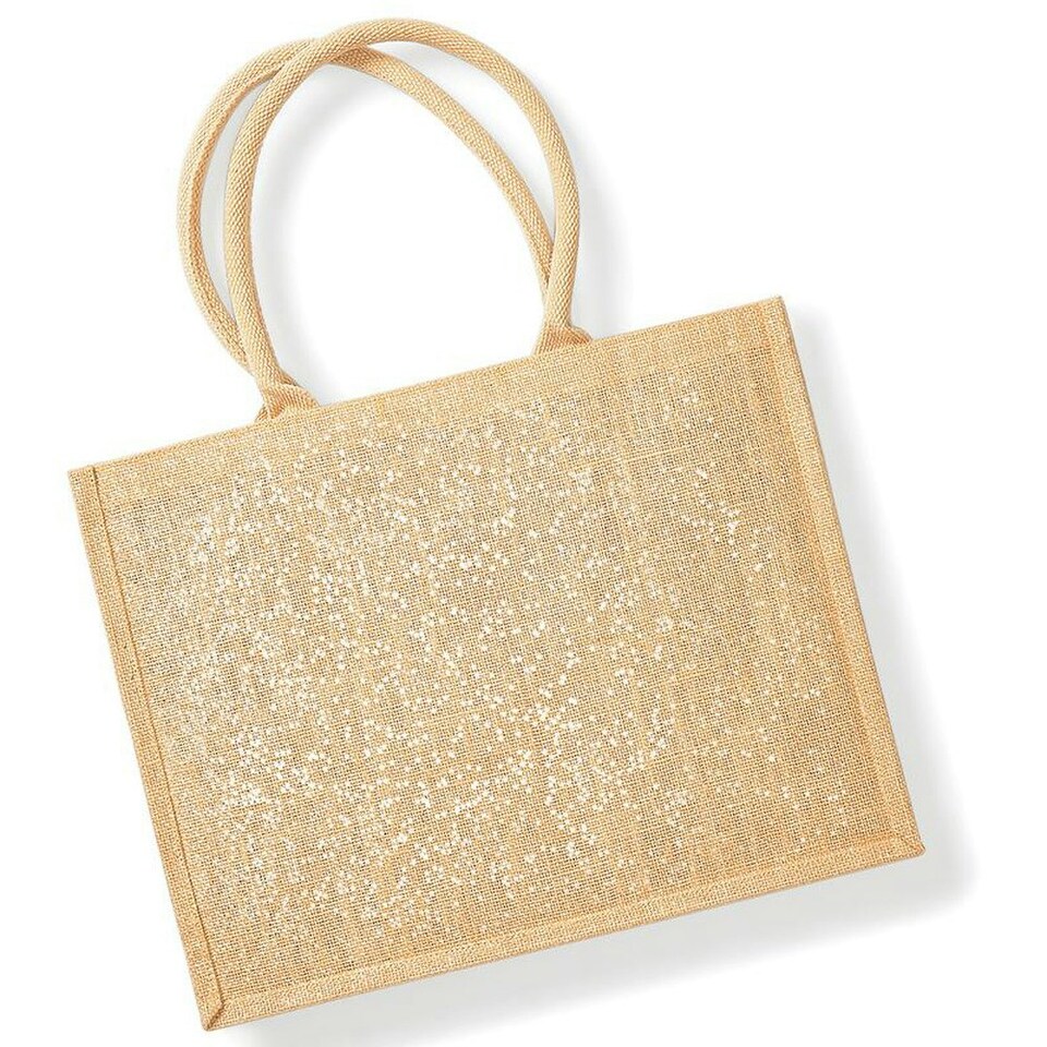 image 1 of Westford Mill Metallic Shimmer Jute Shopper/Tote Bag - Natural Gold - One Size Gold
