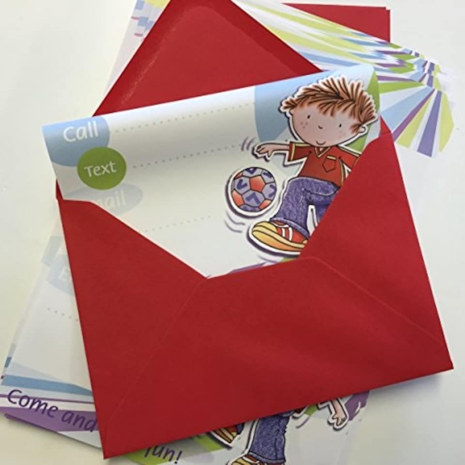 image 1 of Pack of 20 Children's Cute It's My Party! Notes & Envelopes - Boy Football Design