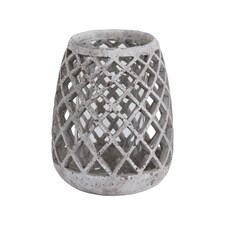 Hill Interiors Large Conical Ceramic Lattice Hurricane Lantern | Grey | Grey | One Size | 1