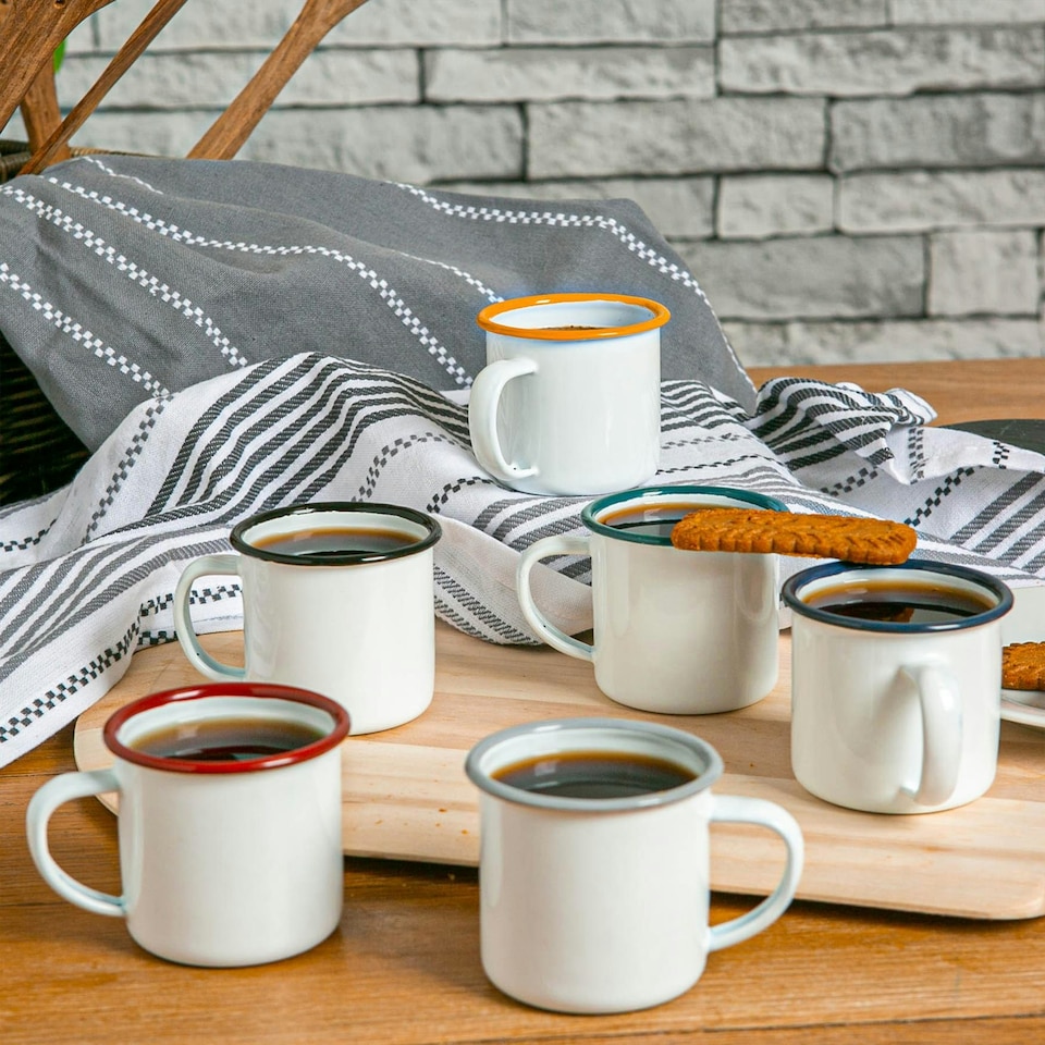 image 1 of Argon Tableware White Enamel Espresso Cups - 130ml - 6 Colours Multi
