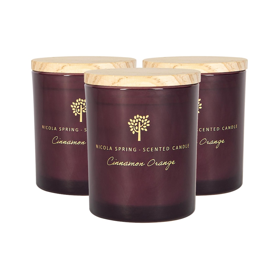 image 1 of Nicola Spring Soy Wax Scented Candles - 130g - Cinnamon & Orange - Pack of 3 | Purple | Purple