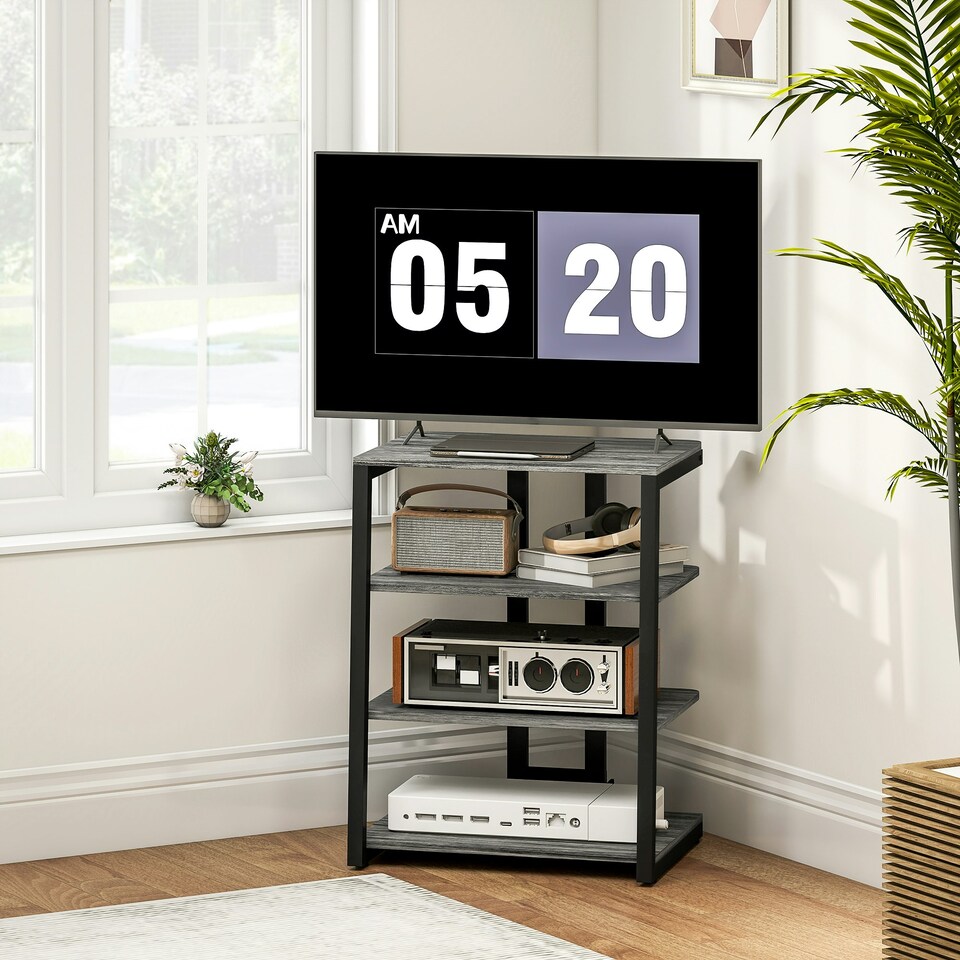 image 1 of HOMCOM HiFi Rack Stand w/ 4-Tier Record Player Stand Dark Grey