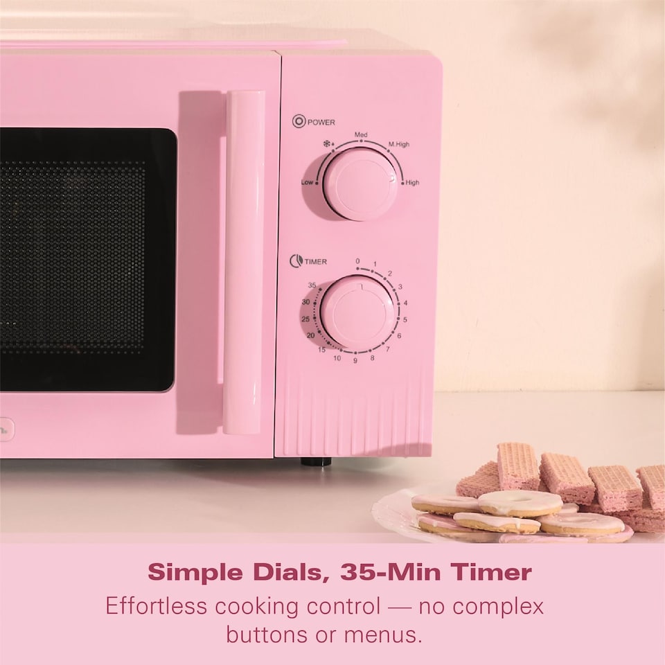 image 1 of Hamilton Beach Miami Manual 800W Microwave - Flamingo Pink