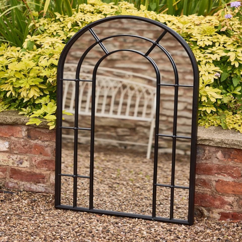 image 1 of Canet Black Tall Rounded Arch Mirror Black