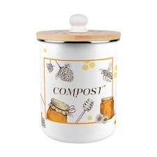 Honey Bee Farm Compost Caddy - Metal 2L Decorative Kitchen Food Waste Bin