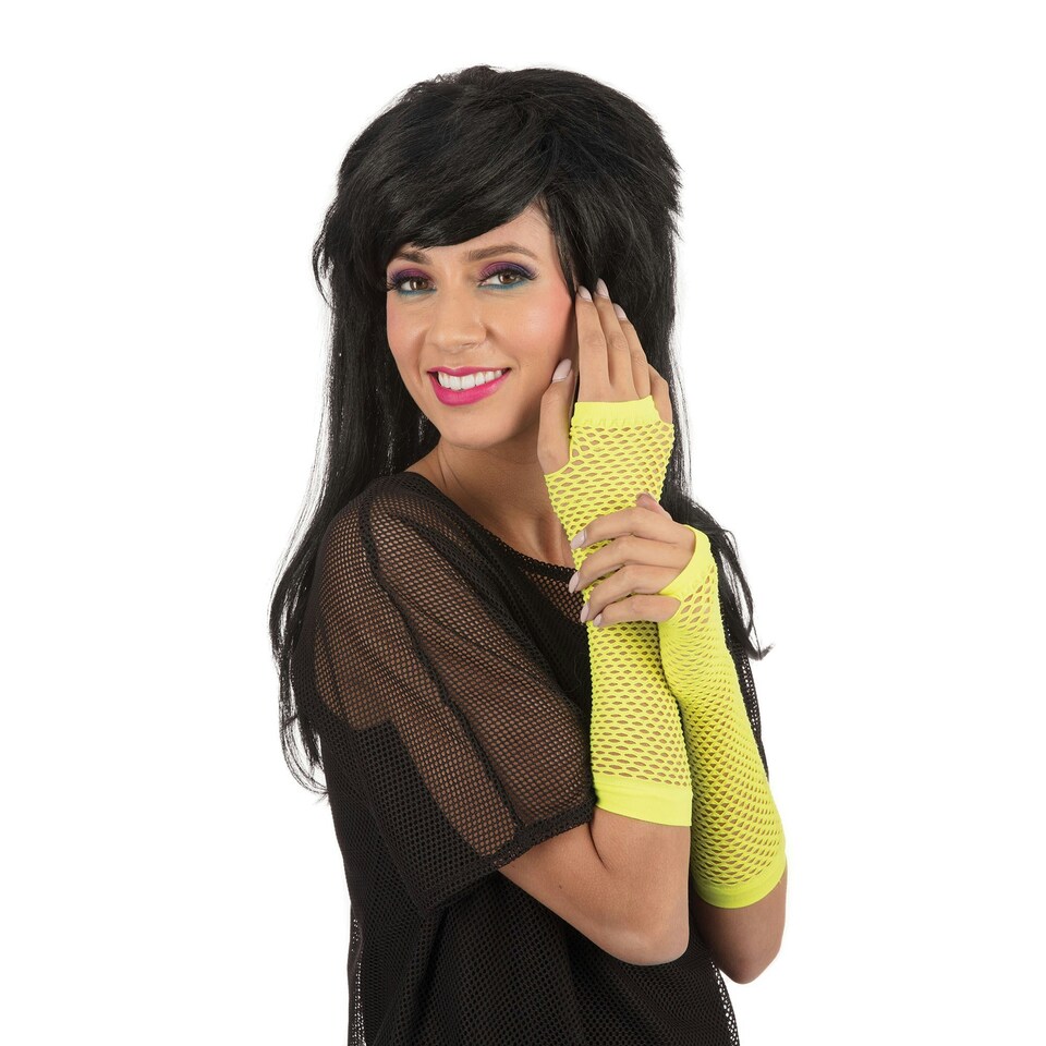 Bristol Novelty Unisex Adults Fingerless Fishnet Gloves (1 Pair) - Yellow - One Size Yellow | One Size