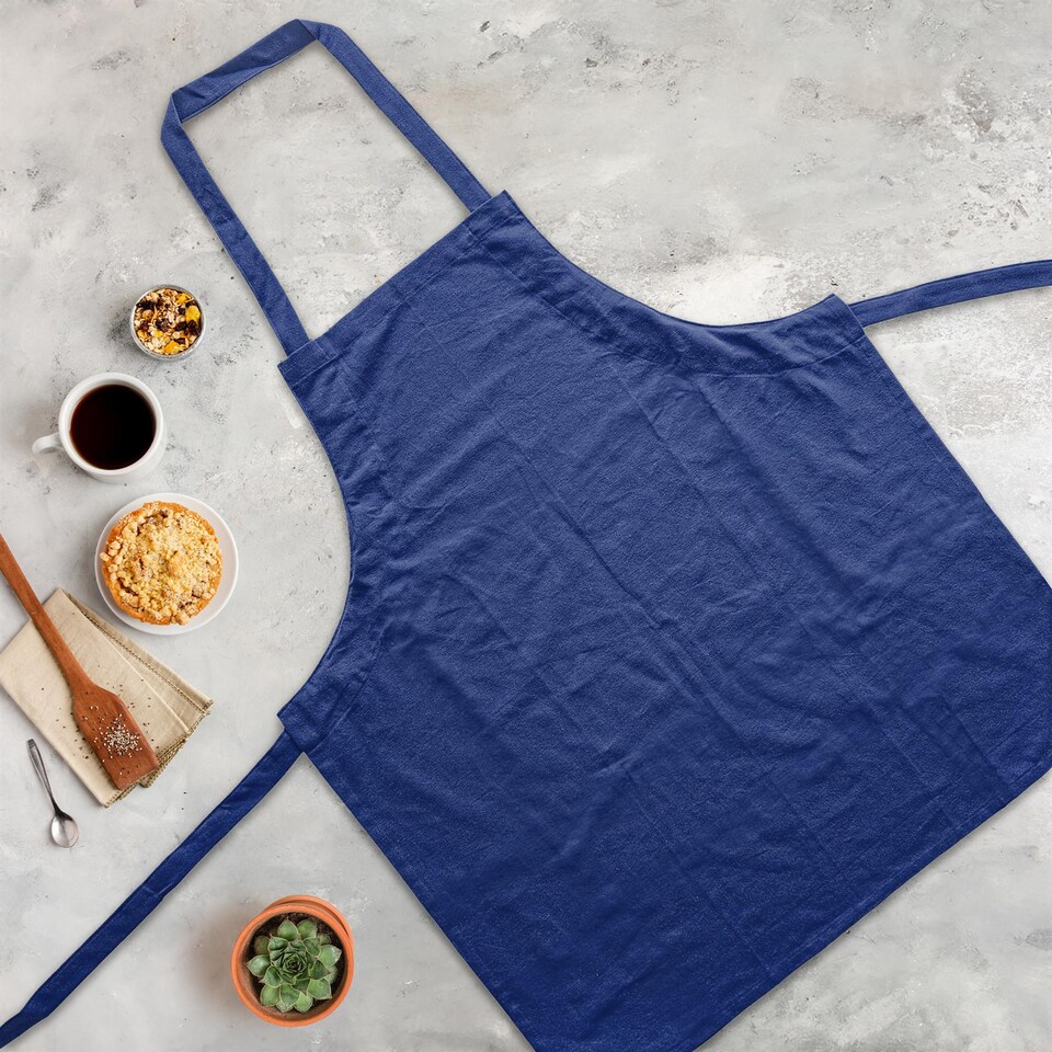image 1 of Nicola Spring Cotton Kitchen Bib Aprons - One Size - Navy - Pack of 2