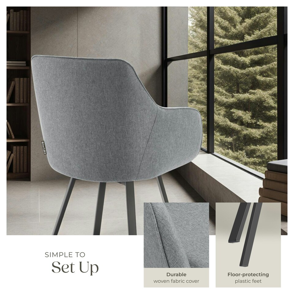 image 1 of Dining Chair Alicon - swivel armchair with padding and continuous backrest - Set of 4 Grey | Anthracite