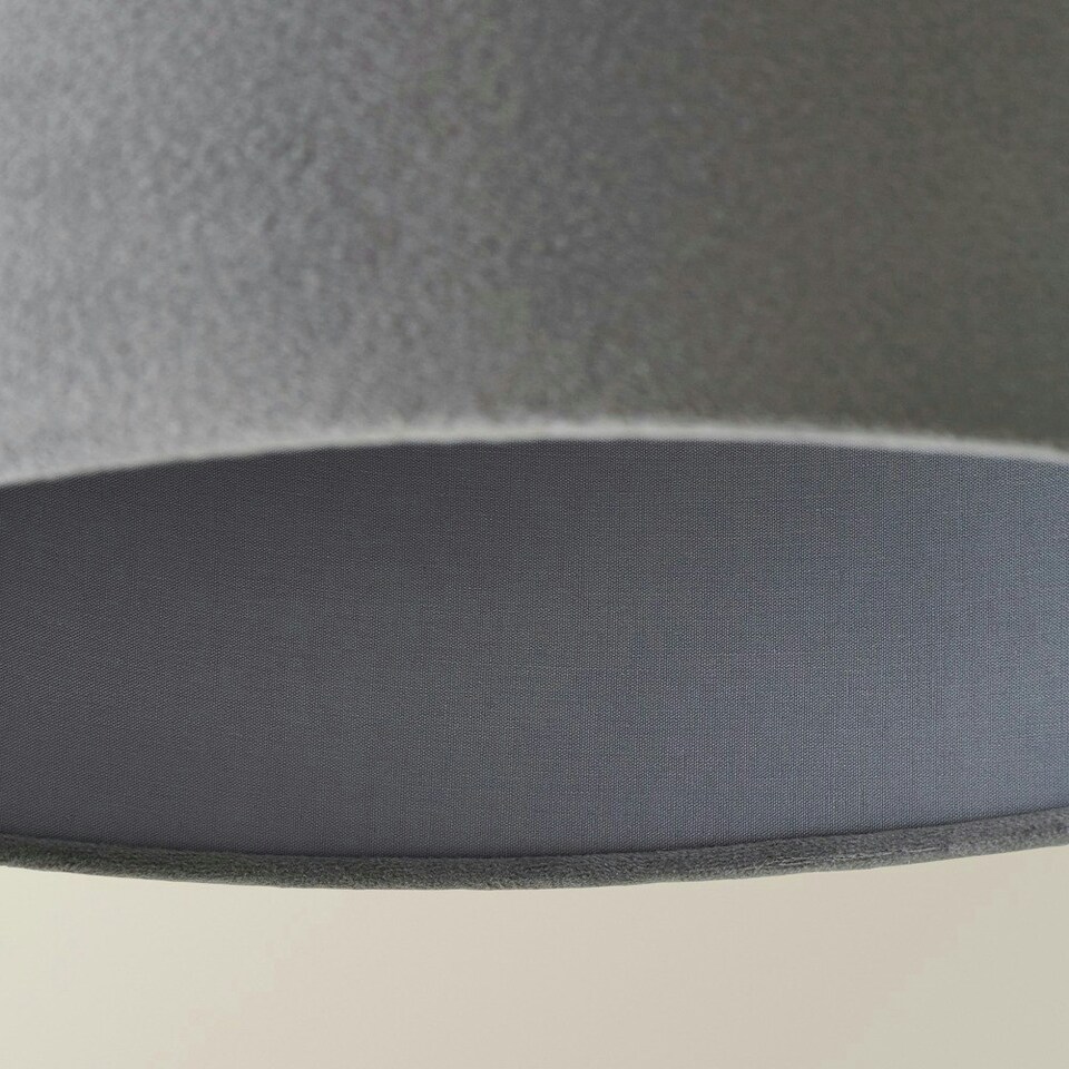 image 1 of ValueLights Reni Medium Grey Velvet Pendant Shade Grey