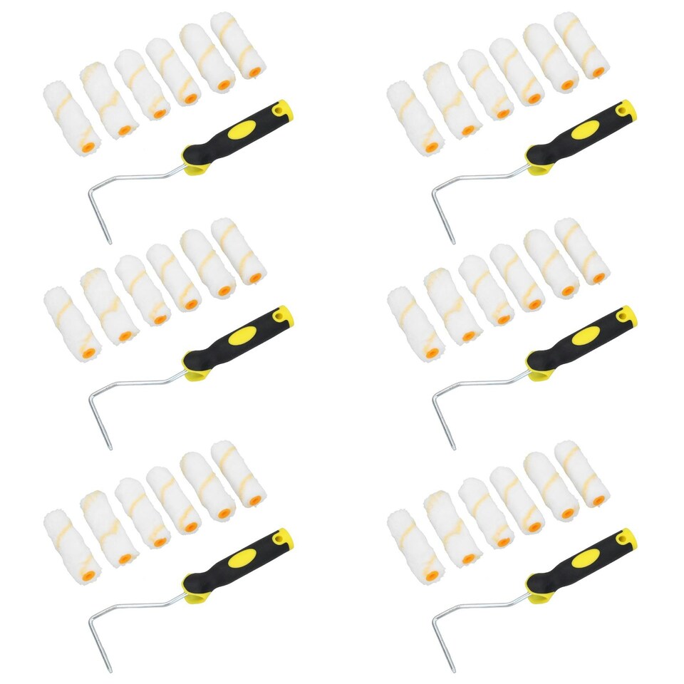 image 1 of 36pc 4" Mini Roller And Sleeves Set For Gloss Emulsion Paints Painting Decorating