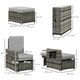 image 7 of Outsunny Recliner Rattan Sun Lounger w/ Storage Tea Table & Footstools, Grey