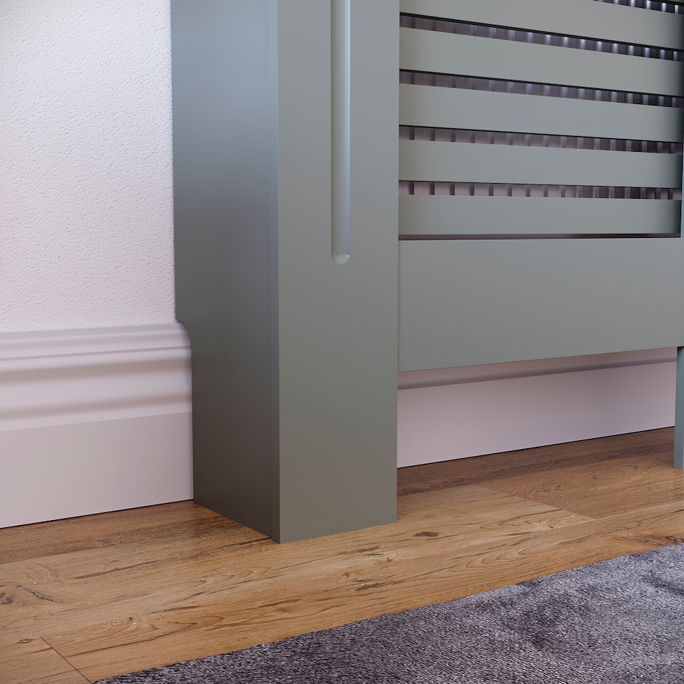 image 1 of Vida Designs Milton Radiator Cover Painted MDF Slatted Cabinet, Grey, 111cm