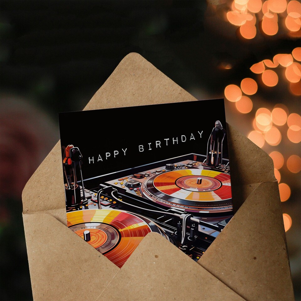 image 1 of Cool DJ Controller Decks Close Up Music Lover Birthday Greeting Card
