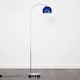 image 4 of ValueLights Polished Chrome Curved Stem Floor Lamp With Gloss Navy Metal Dome Light Shade | Blue