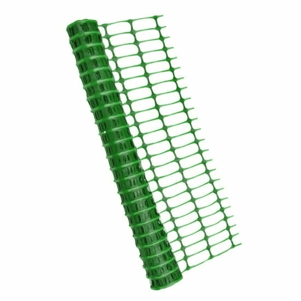 image 1 of True Products Green Plastic Safety Barrier Mesh Fence Netting Standard Grade 80gsm 1m x 25m Green