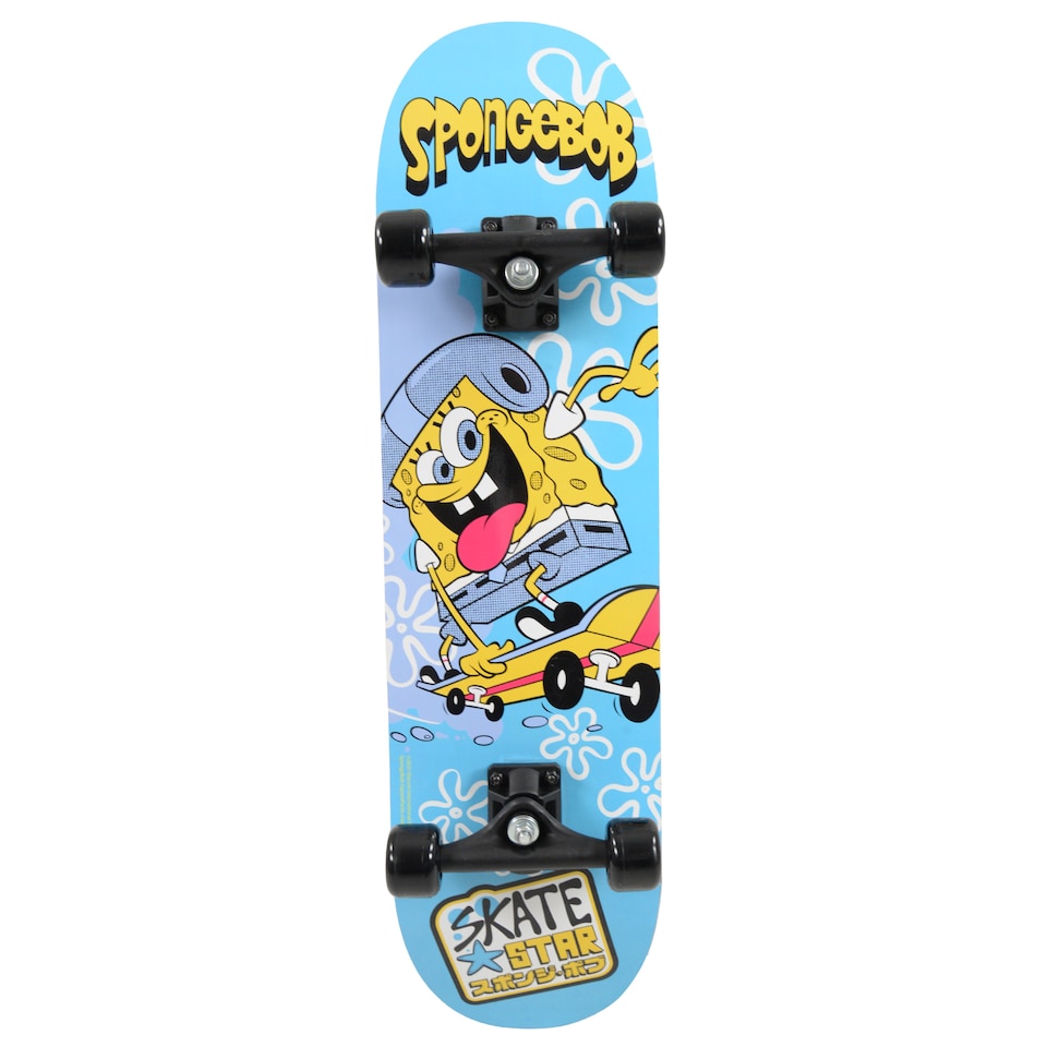 image 1 of Spongebob Squarepants Official Skateboard for Boys or Girls 79cm 7-Ply Double Kicktail Deck Children Kids Age 5+