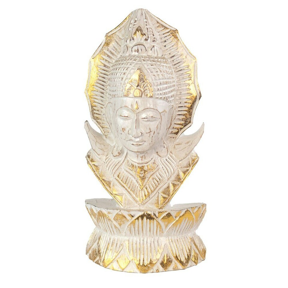 image 1 of Something Different White Washed Thai Buddha Ornament - White/Gold - One Size