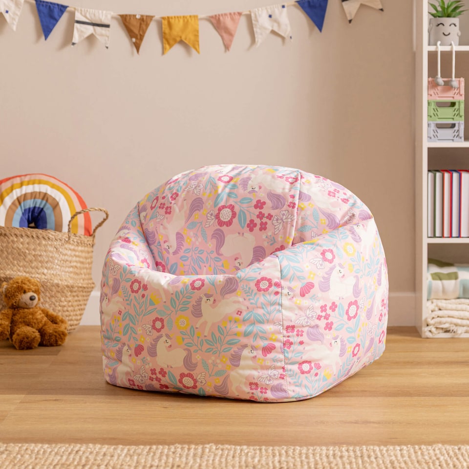 image 1 of icon Kids Kingston Unicorn Print Classic Bean Bag