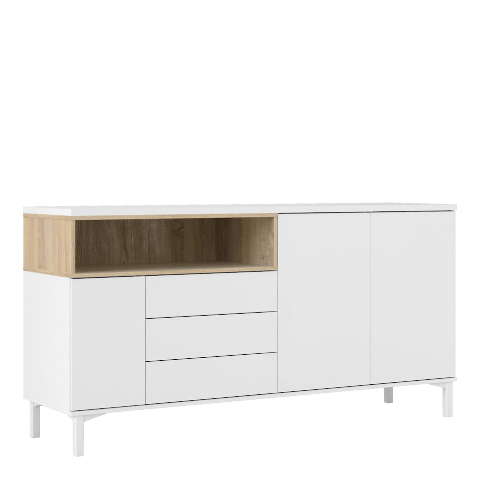 image 1 of Roomers Sideboard 3 Drawers 3 Doors in White and Oak