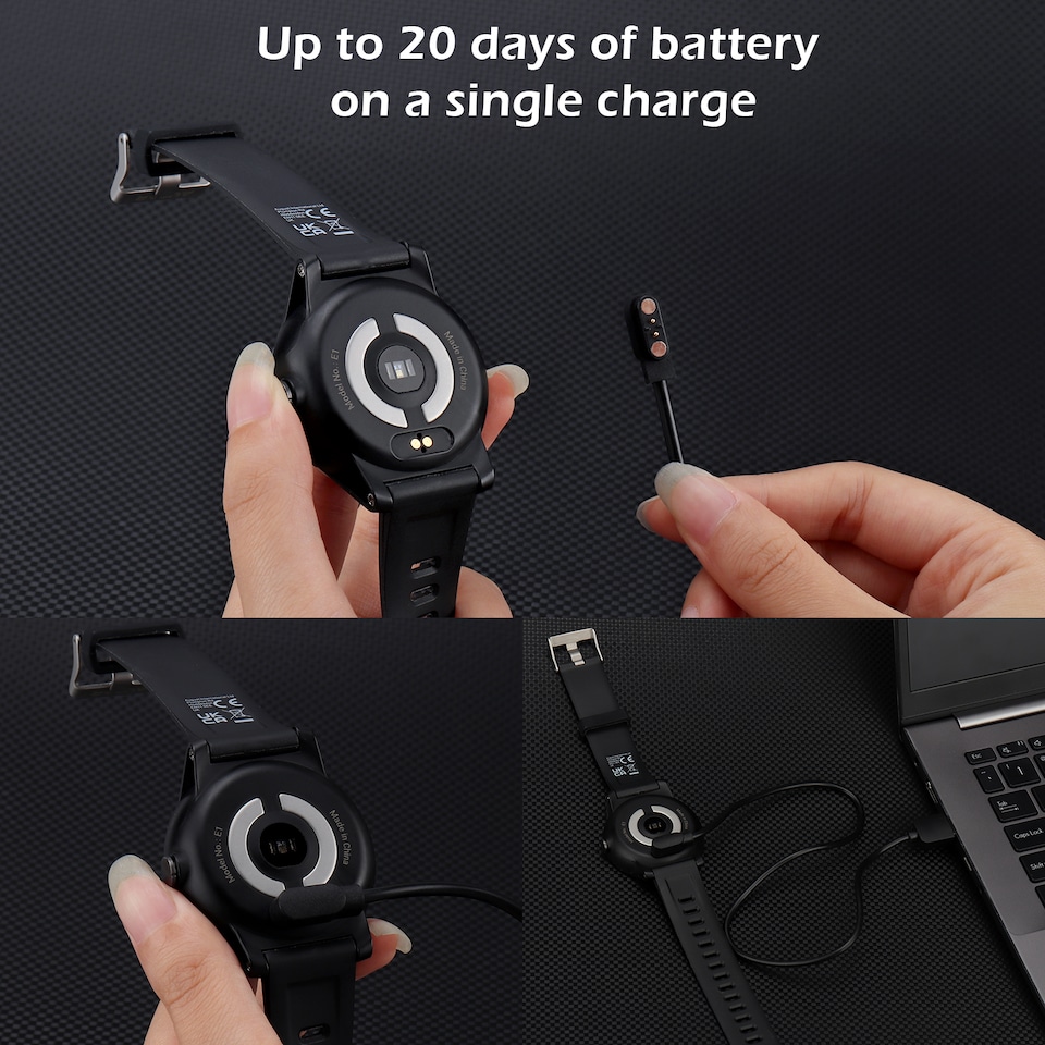 image 1 of Smart Sport Watch for iPhone (iOS) Tracks Health Metrics Self And Family BP HR Extended - Audar E1