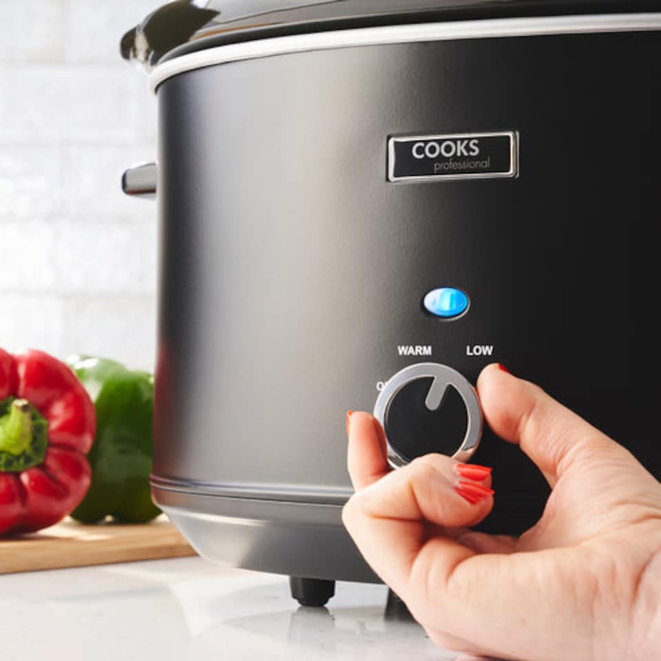 image 1 of Cooks Professional 8L Slow Cooker with Lid, Removable Bowl & 3 Heat Settings | Black | Black