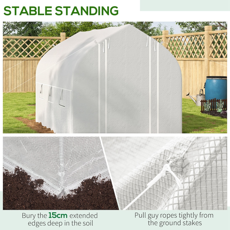 image 1 of Outsunny 3 x 2m Walk-in Tunnel Greenhouse, Roll Up Sidewalls, Mesh Door