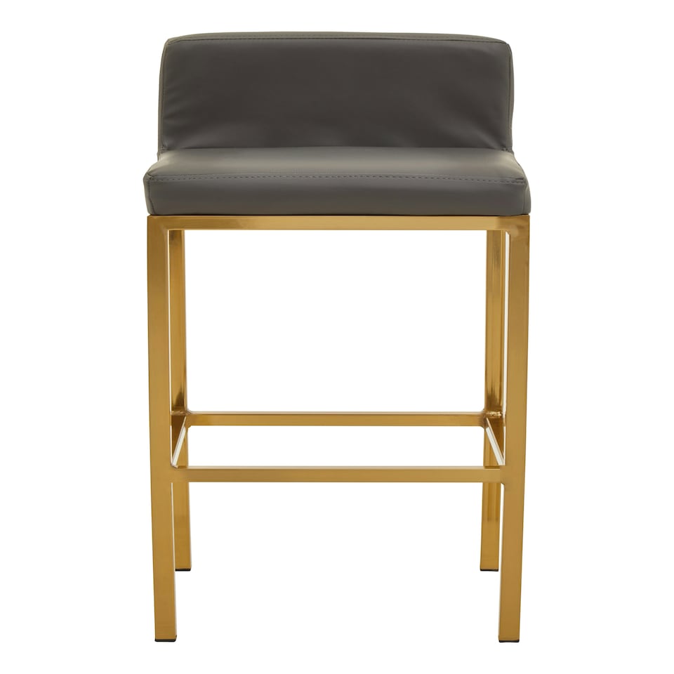 image 1 of Interiors by Premier Dark grey and Gold Finish Bar Chair, Glam Touch Indoor Metal Bar Stool, Footrest Bar Chair