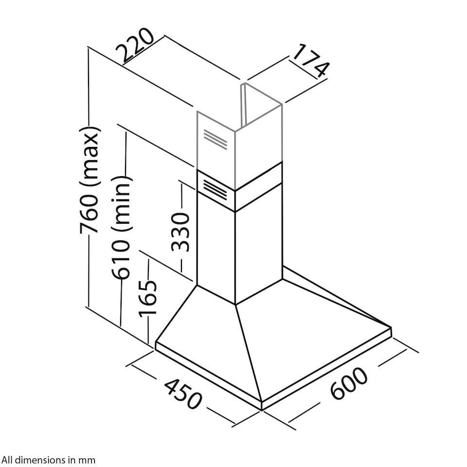 image 1 of SIA CHL60WH 60cm White Pyramid 3 Speed Chimney Cooker Hood Kitchen Extractor Fan