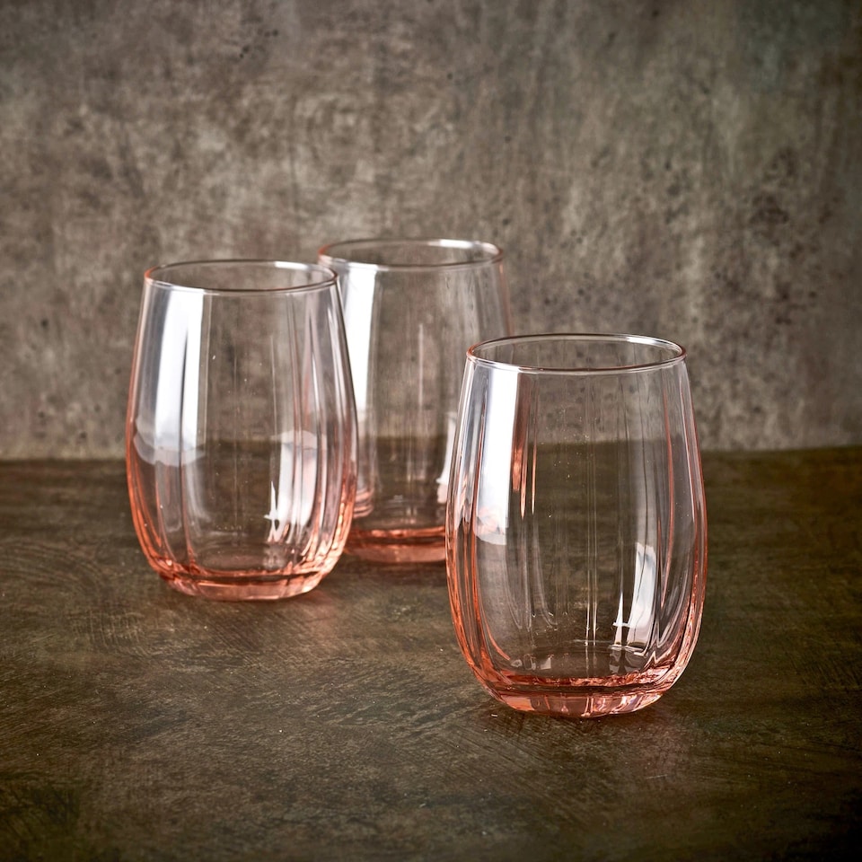 image 1 of Linka Coloured Glasses Sets Glassware Cup Tall Short Cocktail Tumblers | Multi | Pink 380ml