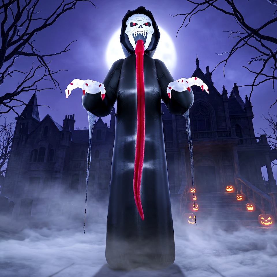 image 1 of Outsunny 10 FT Halloween Inflatable Skeleton with Built-in LED Lights