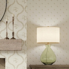 Ditsy Posy Wallpaper in Taupe on Cream Multi